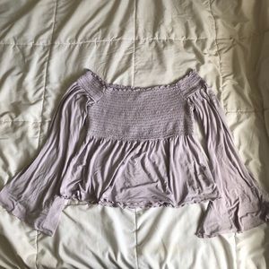 purple off the shoulder top